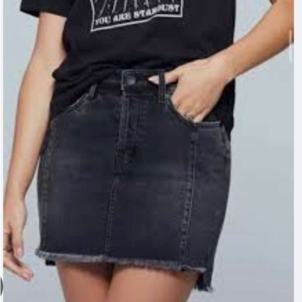 Band of Gypsies black  Eve distressed denim skirt NWT
